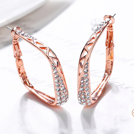 Idel Korean personalized large earrings hoop long style female European and American exaggerated temperament pendant ear jewelry simple earrings Valentine's Day birthday gift for wife and girlfriend prismatic personalized earrings E1057