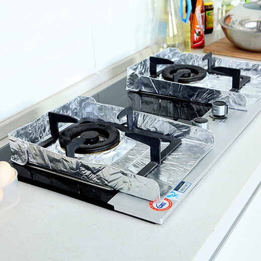 Yu Yi kitchen gas stove thickened aluminum foil gas stove gas stove tin foil high temperature resistant cleaning pad greaseproof paper 10 pieces 33*41* (hole 10cm can be cut)