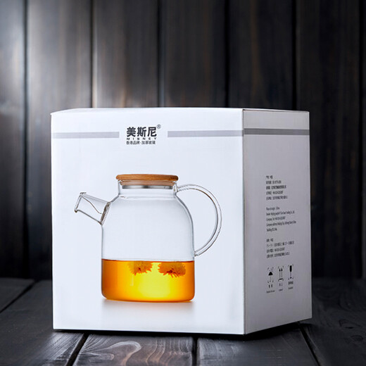 Mesni glass teapot, flower and fruit tea, cold drink, thickened heat-resistant kettle, household tea set, single pot (4-6 people) 1600ml