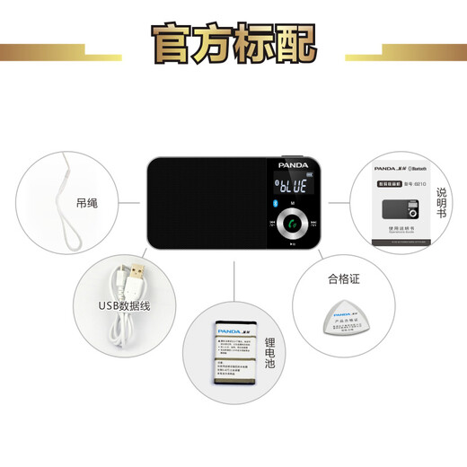 熊猫（PANDA） 6210收音机老年人充电式 插卡便携迷你袖珍蓝牙音箱TF卡锂电池老人广播半导体 黑色