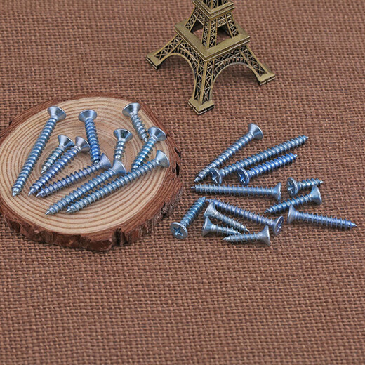 Tornillo de auto-topo de Countersunk duro GB846 Coss plano Cross Autodelabla Azul Zinc Tornillo de madera chapada Ka Tornillo de dientes de madera M6*40 [50 Píldoras]