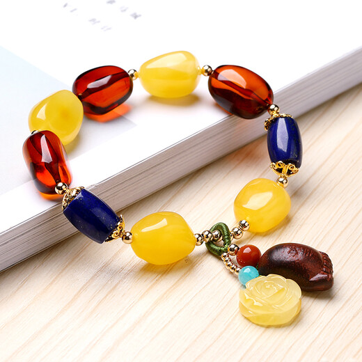Ouchini Natural Beeswax Duobao Bracelet Bracelet Blood Amber Gold Amber and Amber Contentment Pendant Women's 4004 Duobao Bracelet