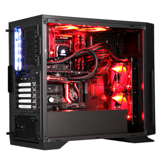 SAMA Black Hole Black Mid-Tower Computer Main Case Sound-absorbing and Noise-Reducing/Standardly Equipped with 3 Quiet Fans/Wide-body Hardware/Supports ATX Motherboard and Long Graphics Card/Blackened Backline