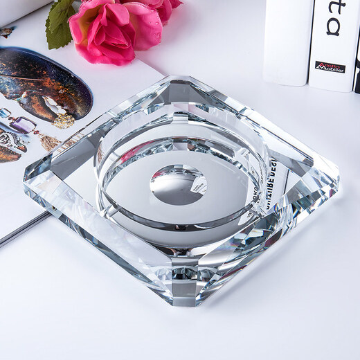 Jingbufan crystal glass ashtray fashion creative personalized gift large custom ashtray living room European style ashtray black gold 18cm