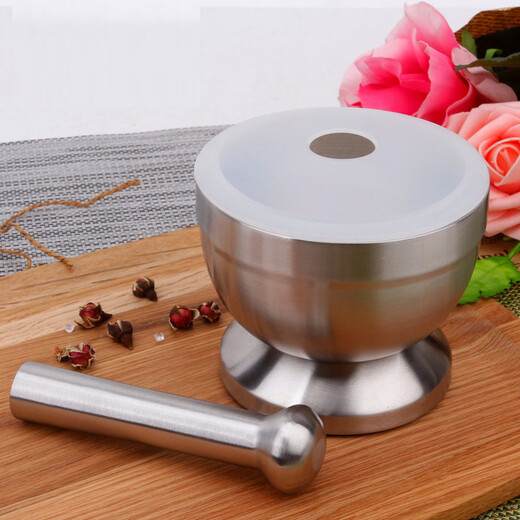 Bellus stainless steel household garlic pounder, medicine jar, garlic press, garlic masher, stone mortar, food supplement grinder, mortar, classic small size