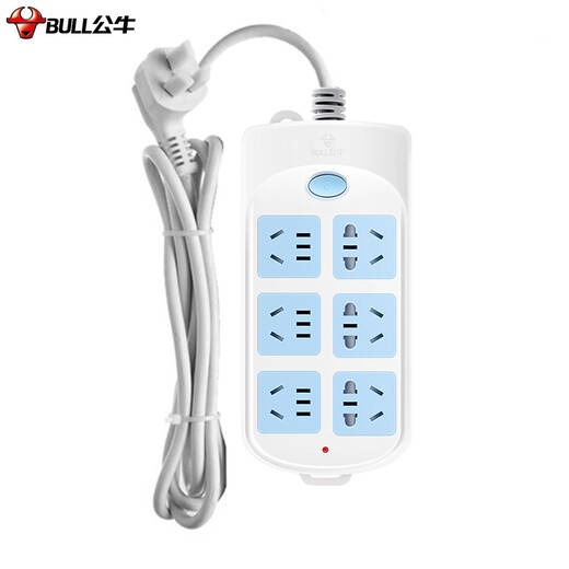 Bull (BULL) Overpower Overload Protection New National Standard/Plug Board/Plug Board/Plug Board/Plug Board/Plug Board/Plug Board GN-603 6-bit total control total length 1.8 meters