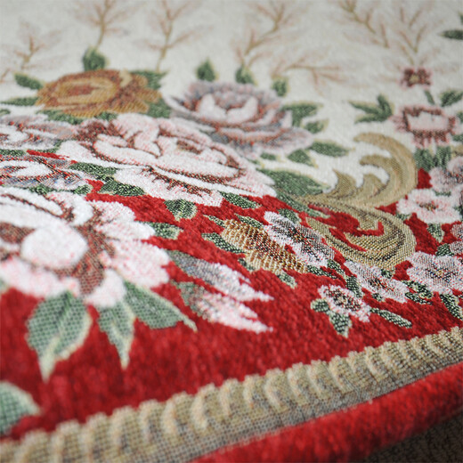 Zhonghong European pastoral chenille jacquard door mat entry entrance floor mat washable and machine washable wear-resistant blended woven computer chair mat foot mat non-slip floor mat entrance door T02 red 60*90CM