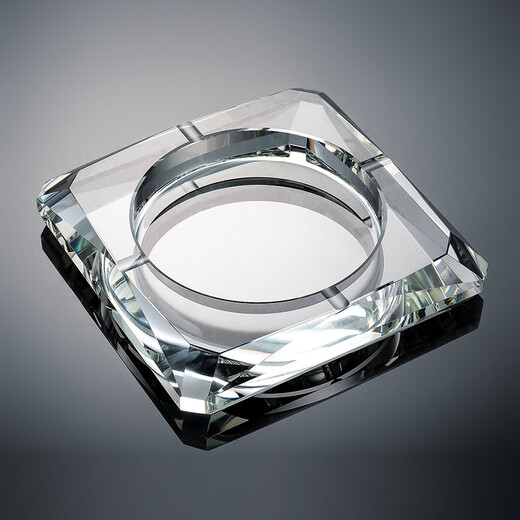 Jingbufan crystal glass ashtray fashion creative personalized gift large custom ashtray living room European style ashtray black gold 18cm