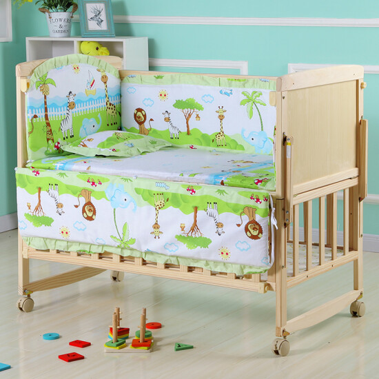 Hugbb Environmental Protection Solid Wood Unpainted Crib Baby