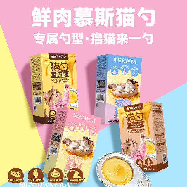 Lonno Cat Spoon New Product Fresh Meat Mousse Small Spoon Cat Full Price Staple Food Spoon Cat Snacks Cat Strips Chicken Wet Food Canned Snack Cat Spoon 10g*10 Count - Chicken Formula Added Guava Kale