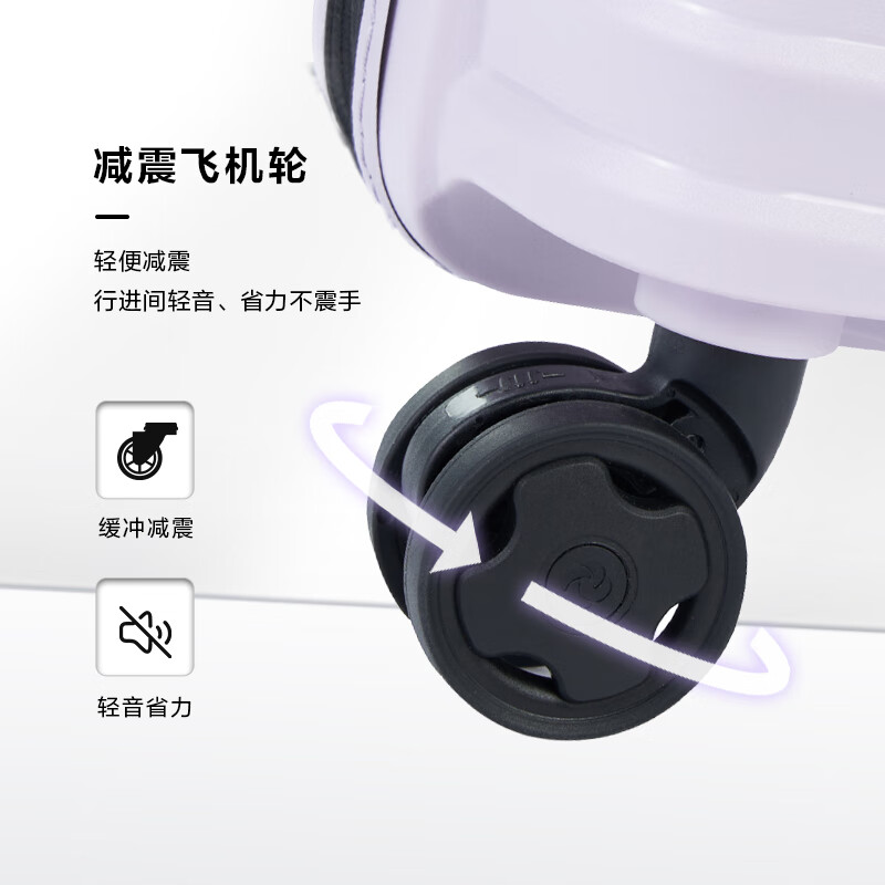 Samsonite suitcase 25-inch trolley case simple large wave suitcase KJ1 lilac purple checked password box