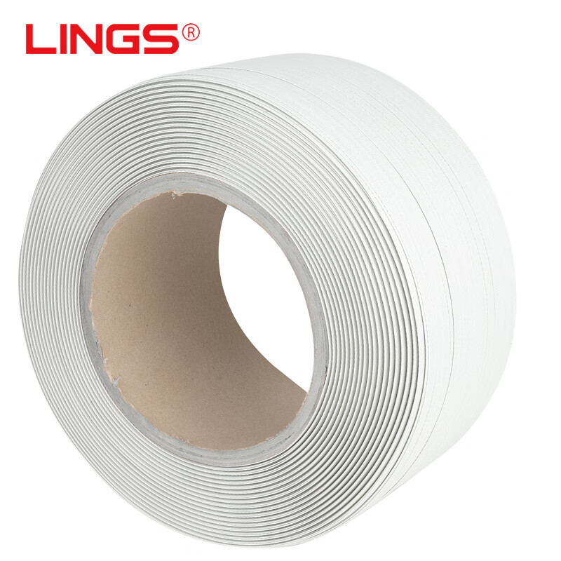 LINGS PP plastic machine belt 1310 hot melt packing belt, transparent cargo strapping belt for semi-automatic packing machine, manual packaging belt, about 8kg/roll (white)