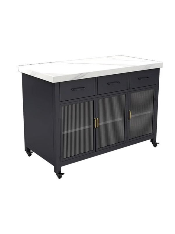 Mexueer custom table kitchen dining table integrated small apartment with drawer storage sideboard marble removable island table black 806085cm double door double drawer double door