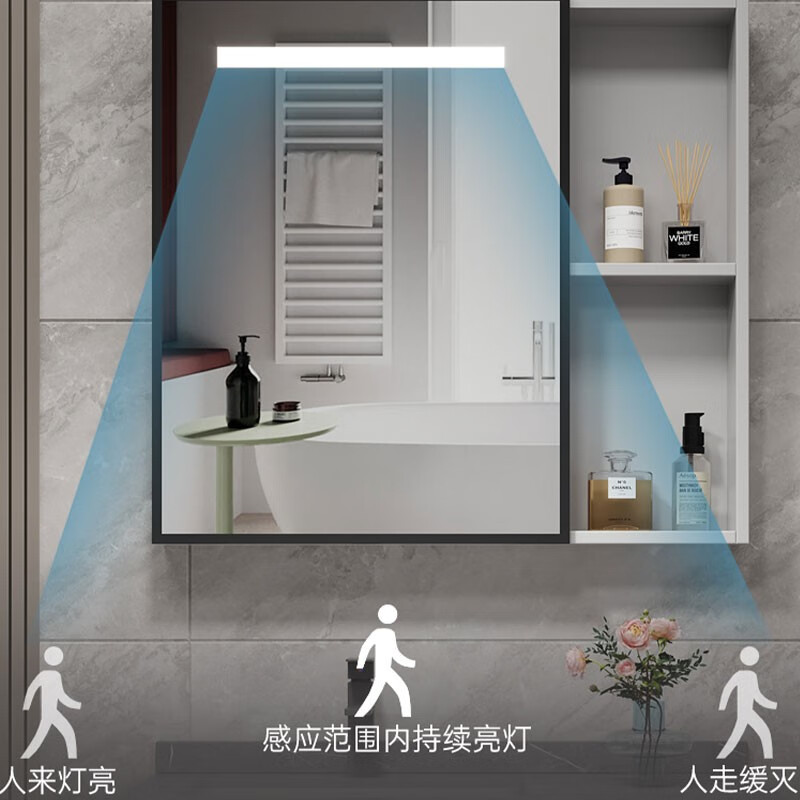 Xijianting door-to-door installation bathroom cabinet bathroom washbasin combination ceramic wash basin washbasin 80CM double-door ceramic basin cabinet + induction mirror cabinet self-installation