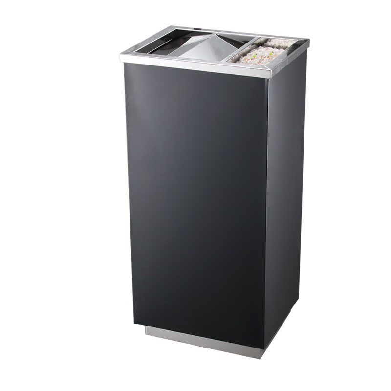 Stainless steel hotel lobby trash can cigarette butt column cigarette extinguisher bucket with ashtray outdoor smoking area elevator entrance vertical Lige round black