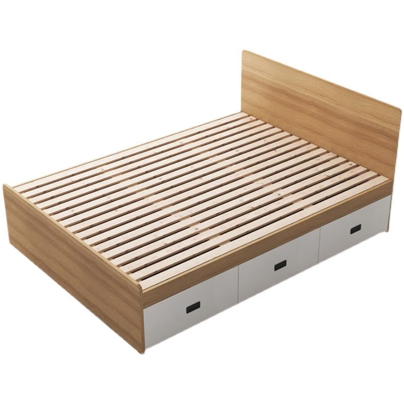 Kongjiang tatami simple small apartment high box air pressure storage bed multi-functional storage bed can be customized single and double drawer bed simple backrest-hydraulic type (color remarks) 1000mm*1900mm box frame structure