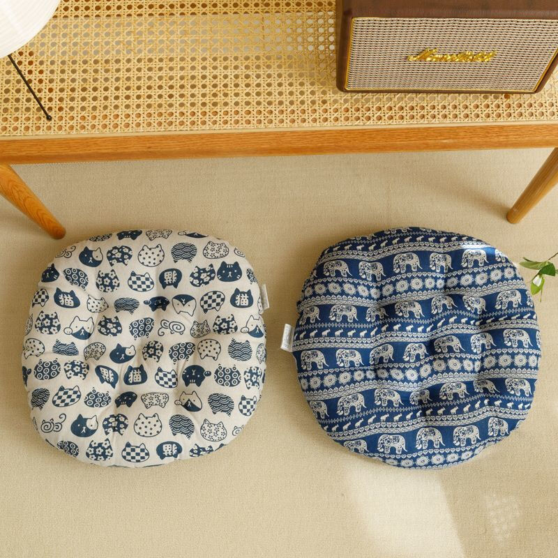 FANCYCHIC Large Cushion Large Futon Bay Window Cushion Japanese Tatami Sitting Floor Cushion Reliable Thick Cotton and Linen Style Round-Colored Trojan Diameter 45cm