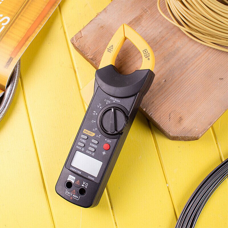 Deli tools digital display multimeter ammeter voltmeter portable household high-precision multi-function multimeter small automatic range + temperature clamp multimeter DL8450