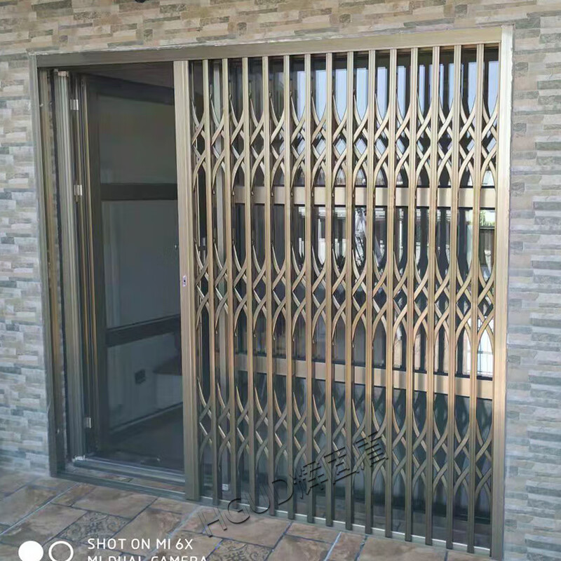 Fugro Shield aluminum alloy folding sliding gate telescopic home balcony sliding door anti-theft door folding door stainless steel door ventilation door medium gray