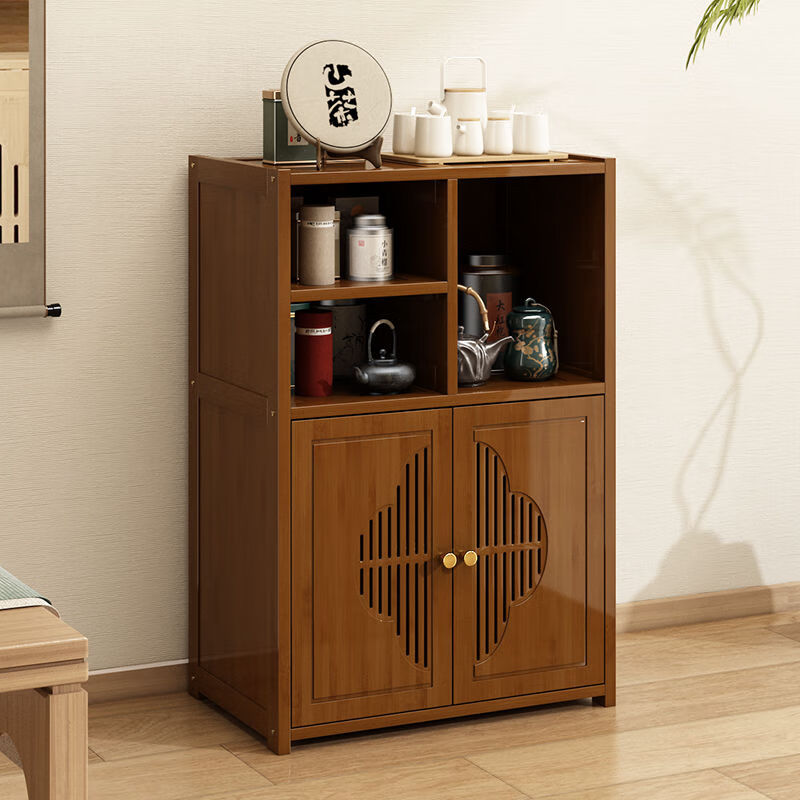 Jieshunxing tea cabinet office tea cabinet storage rack household tea cabinet tea table table side cabinet tea tea set storage storage cabinet without drawer single door three layers 35 long