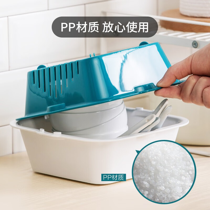 Camellia double-layer vegetable washing and draining basket, fruit and vegetable drain basin, vegetable and rice sieve, hot pot platter, vegetable basket, 6-piece set