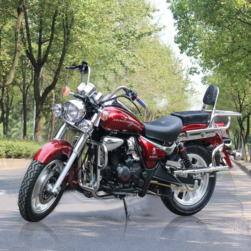 ZEEDOO-HL sends saddlebags to the National Fourth EFI Storm Retro Prince Motorcycle Street Motorcycle 200CC Sports Car Matte Black Four 200 Lifan Water-cooled Chain Machine + Saddlebags Tail Box