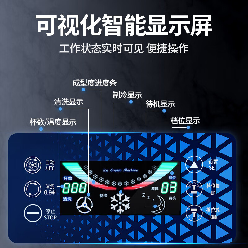 Donper commercial ice cream machine desktop soft ice cream machine three-head ice cream machine ice cream machine milk tea shop coffee shop burger shop cone machine 1.25HP Donper press | one-click cleaning | KFX710T