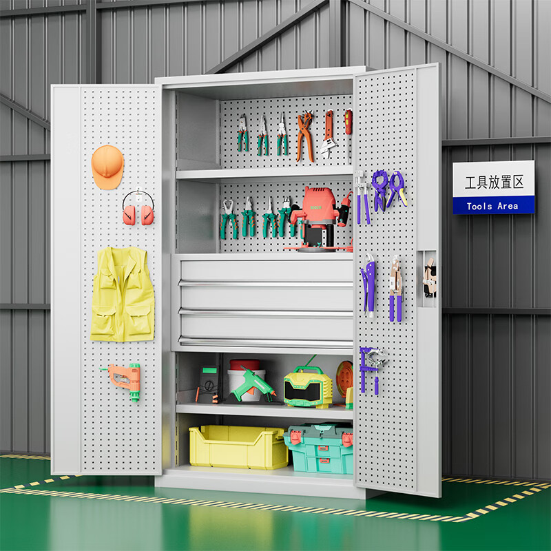 Kington tool cabinet workshop heavy tool storage cabinet with hanging plate hardware parts cabinet tool storage locker D type white (including basic accessories)