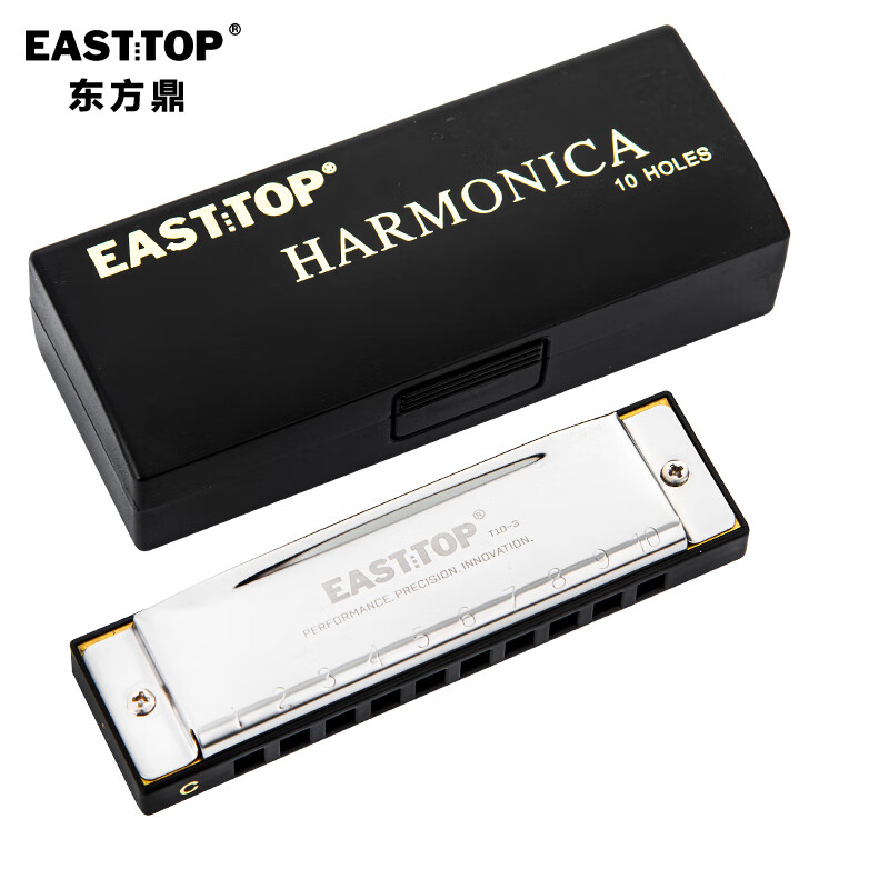 EAST TOP blues harmonica 10-hole black plastic box recommended for beginners T10-3