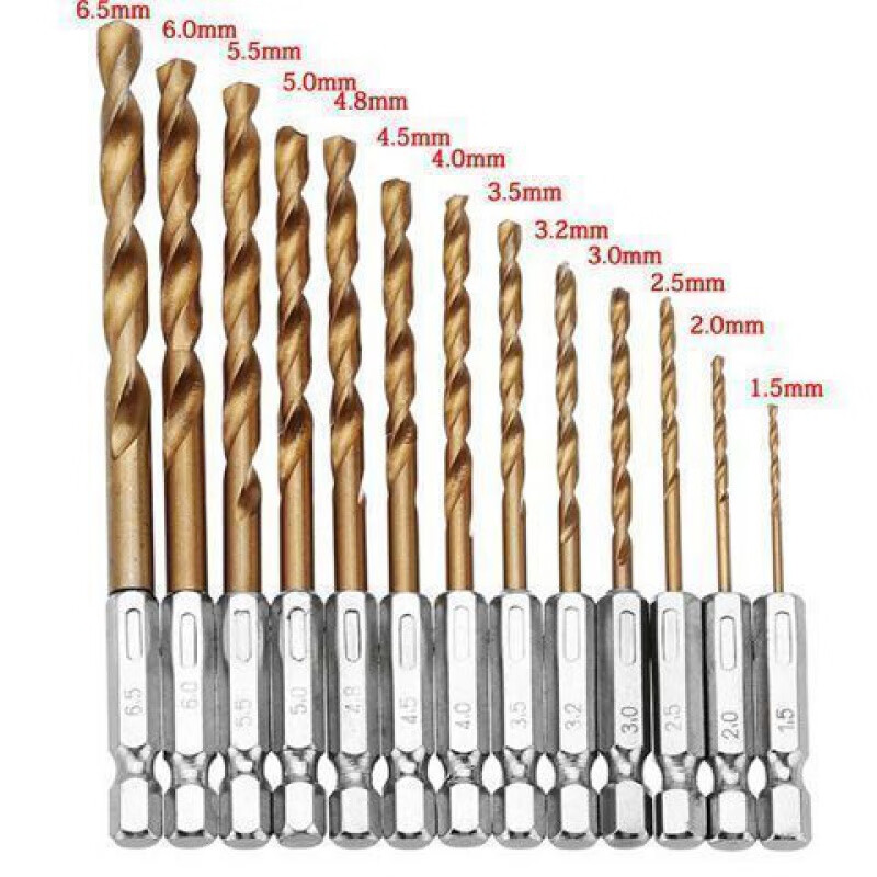 Dongjialong hexagonal shank drill bit twist drill high-strength electric drill bit set stainless steel metal drilling steel special drill bit metal buster 1.5-6.5 (13 pieces)