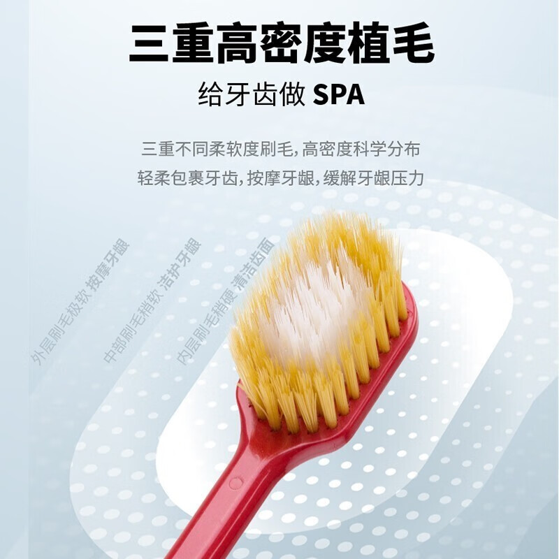 EBISU toothbrush imported from Japan 65-hole portable set, gum protection and brushing super efficient Pro+, wide head, soft bristles, medium hair for adults, triple maintenance, 65-hole soft bristles, 4 pieces