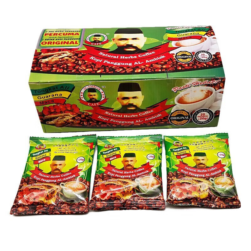 Tongkat Ali Malaysian Tongkat Ali Coffee Men's Sex Instant Energy Old Man's Head Herb Original Imported Red Coffee 1 Whole Box 23g*20 Bags