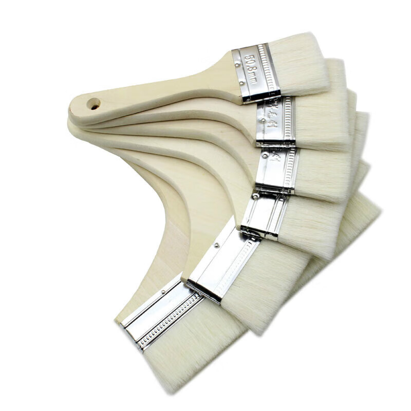 Wooden handle thickened brush industrial cleaning dust removal soft bristle brush 6-inch oil sweeping latex board brush thin handle wool brush 8 inches/10