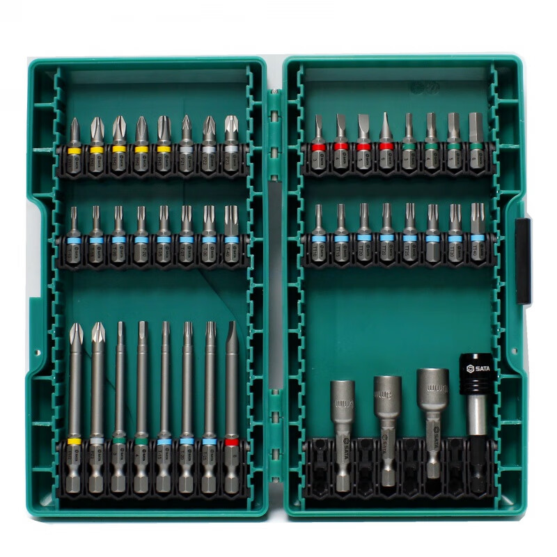 SATA Tools 09337 - 44-piece power tool accessories set 09336 Rainbow Magic Box screwdriver bit set 0933744 bit set box with extended cross
