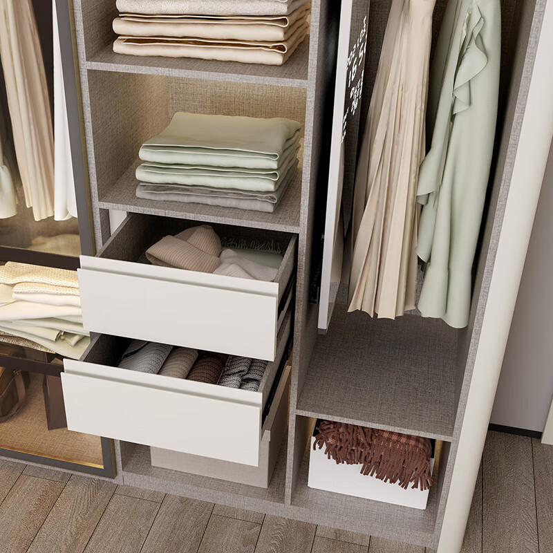 Sofia whole house custom wardrobe furniture package, master bedroom wardrobe leather double bed combination, bedside table background wall 4 wardrobe + bed + bedside table + 3 background wall