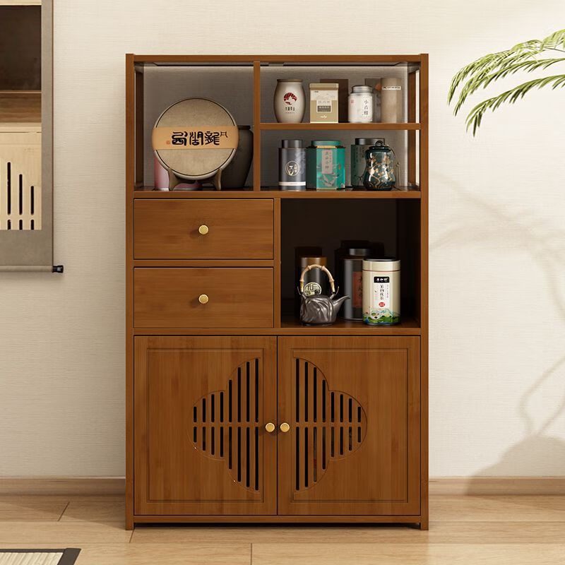 Jieshunxing tea cabinet office tea cabinet storage rack household tea cabinet tea table table side cabinet tea tea set storage storage cabinet without drawer single door three layers 35 long