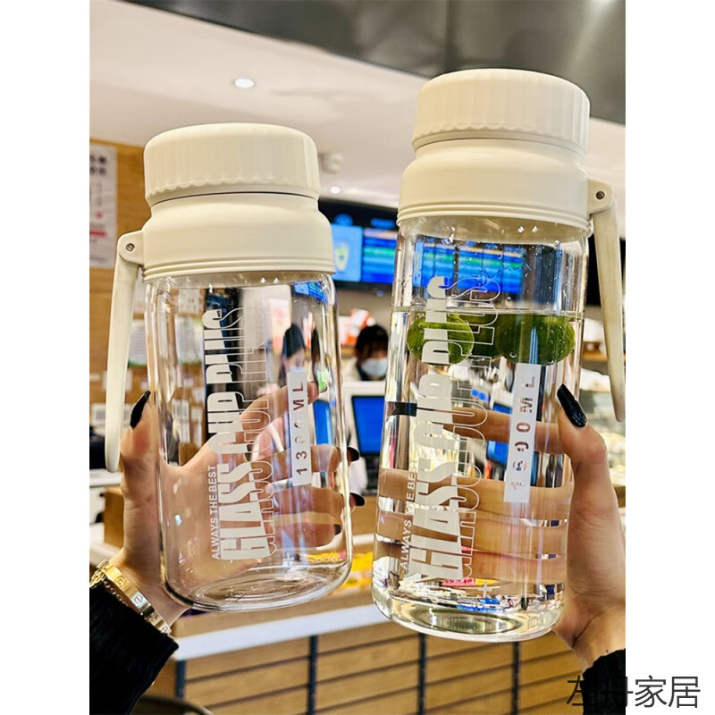 Chuangjingyi selected ton cup, tea cup, glass water cup, high temperature resistant high borosilicate glass water cup, large capacity, ton barrel proof 1000ml, elegant white color - with tea separator, imported high boron c