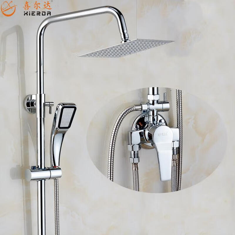 Yading exposed shower set, overhead large shower set, exposed pipe mixing valve, hot and cold faucet shower switch, alloy exposed steel pipe set, round