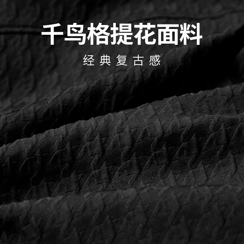 CABBEEN Houndstooth texture work jacket men's 2024 autumn new trendy brand embroidered jacket black and white high-end coal black 01 L /175/50