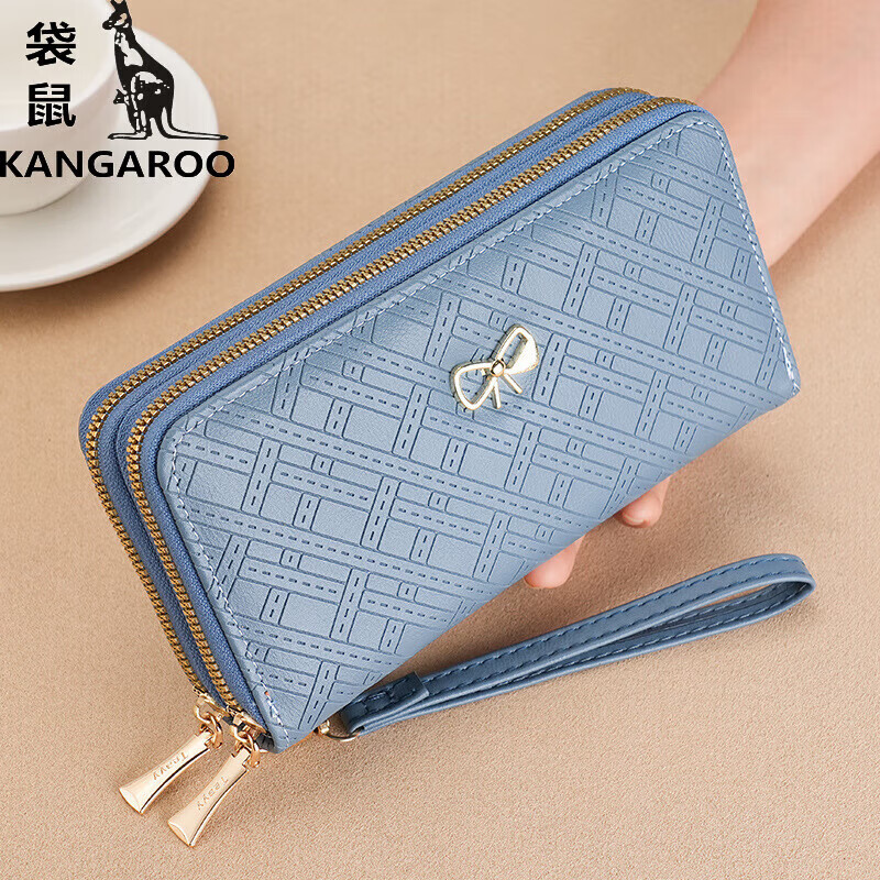 Kangaroo (KANGAROO) women's wallet clutch bag women's long simple mobile phone bag multi-functional large capacity fashion wallet wallet pink