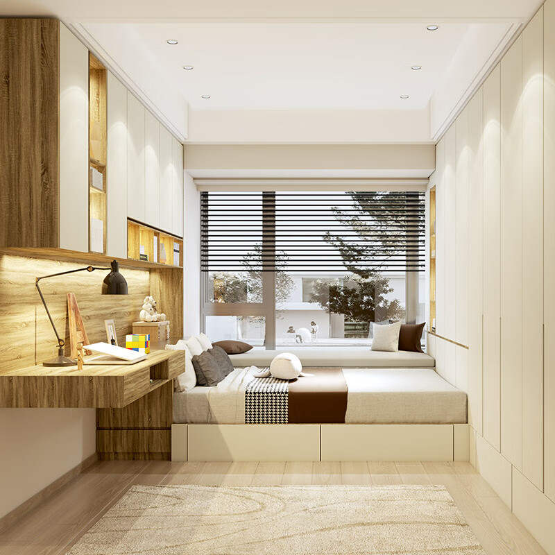 Gold Medal Wardrobe Tatami Whole House Customized Bed Wardrobe Desk Integrated Bedroom Furniture Customized Storage Multi-Function Room Prepayment