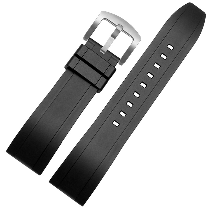 Men's beetle dust-free rubber watch strap for Citizen Seiko Submariner Huawei GT extended silicone strap accessories black - steel buckle 24mm