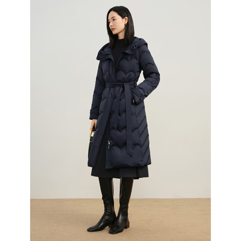 Jiuzi Annako Zhen Down Commuting Hooded Beaded White Goose Down Long Down Women's Winter Style Zhangqing M