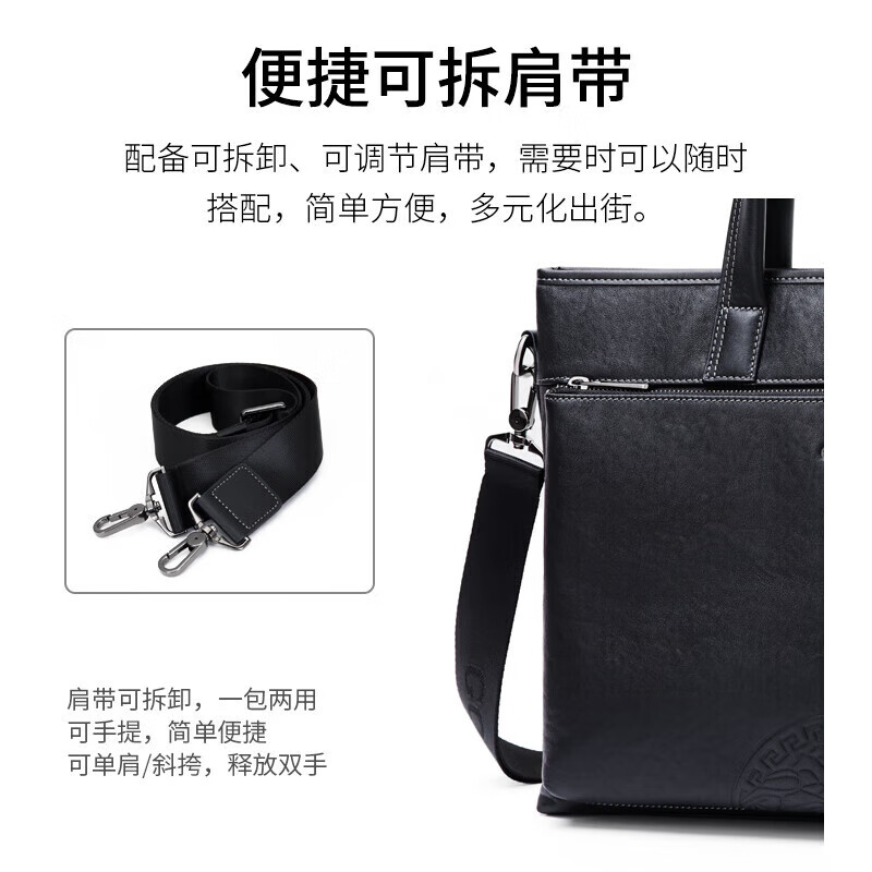 Golf (GOLF) business briefcase men's first-layer cowhide handbag men's 15-inch computer bag briefcase gift for boyfriend