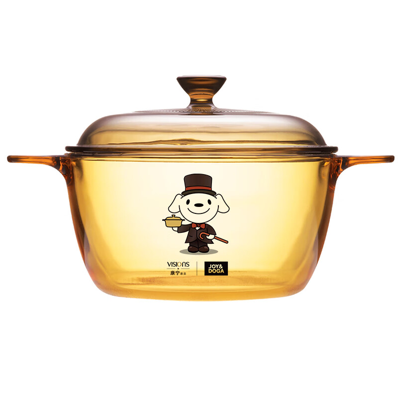 Corning (VISIONS) 1.5L Crystal Color Transparent Glass Deep Stock Pot Stew Pot Cooking Pot VS-15 Gift Box Home Kitchen Goods