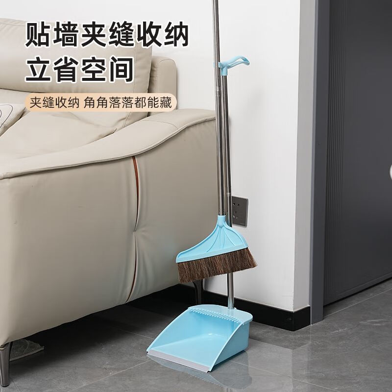 Pig bristle broom hair non-stick household dustpan combination set soft wood floor sweeper broom thick khaki pig bristle single broom