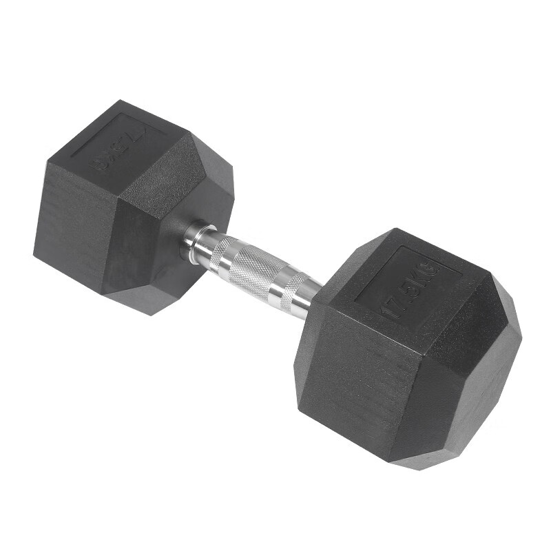 RISING Commercial Hexagonal Dumbbell Hexagonal Dumbbell Men's Household Fixed Dumbbell Rubber Set 17.5kg Single