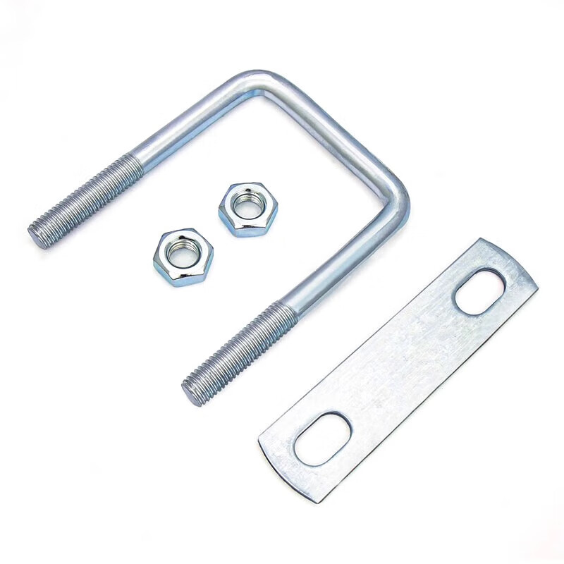 Jinchao galvanized square U-shaped pipe clamp right-angle bolt wire buckle hoop extended retainer connector M6M8M10 M6*30*80 (1 piece)