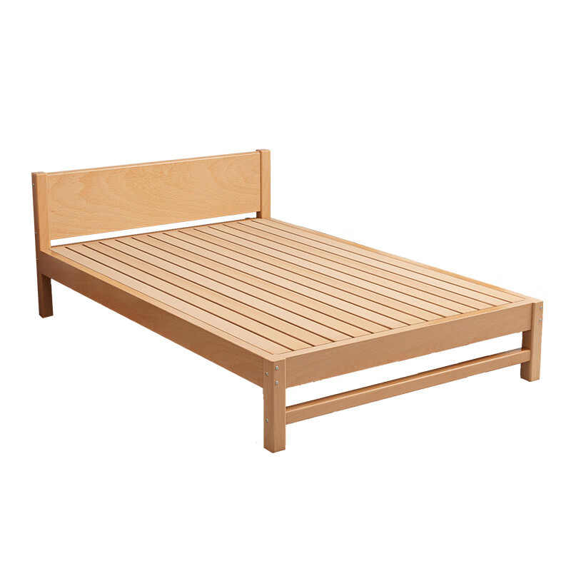 Mu Minglai solid wood bed children's bed beech single bed 1.2 meters boys and girls 1.5 meters small bed modern simple large bed A type log unpainted suitable for mattress 150cm*200cm