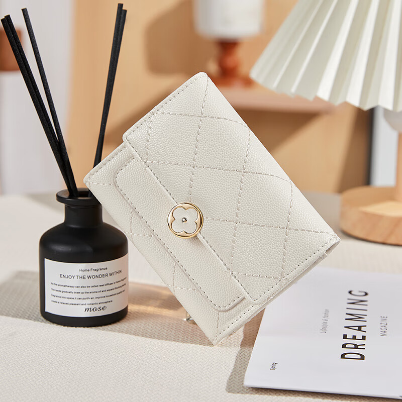 Golf (GOLF) wallet women's leather short multi-card slot card holder women's multi-functional coin purse ID bag gift box birthday gift ivory white